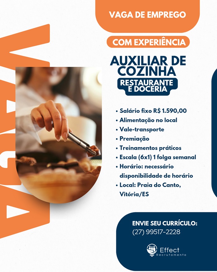VAGA DE AUXILIAR DE COZINHA