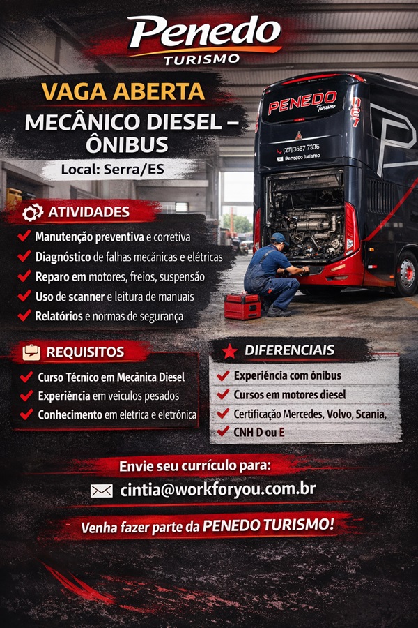 VAGA DE MECÂNICO DIESEL – ÔNIBUS