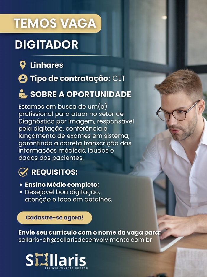 Vaga para Digitador de Exames