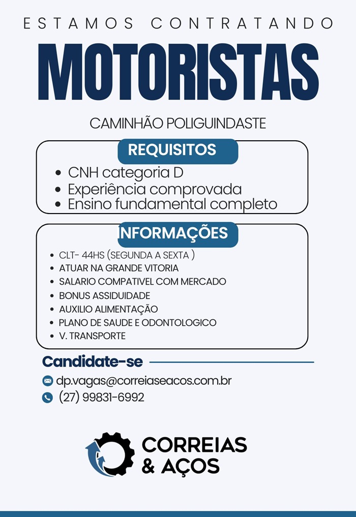 VAGAS PARA MOTORISTAS