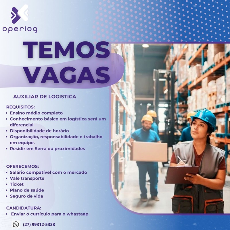 Operlog contrata Auxiliar de Logística 