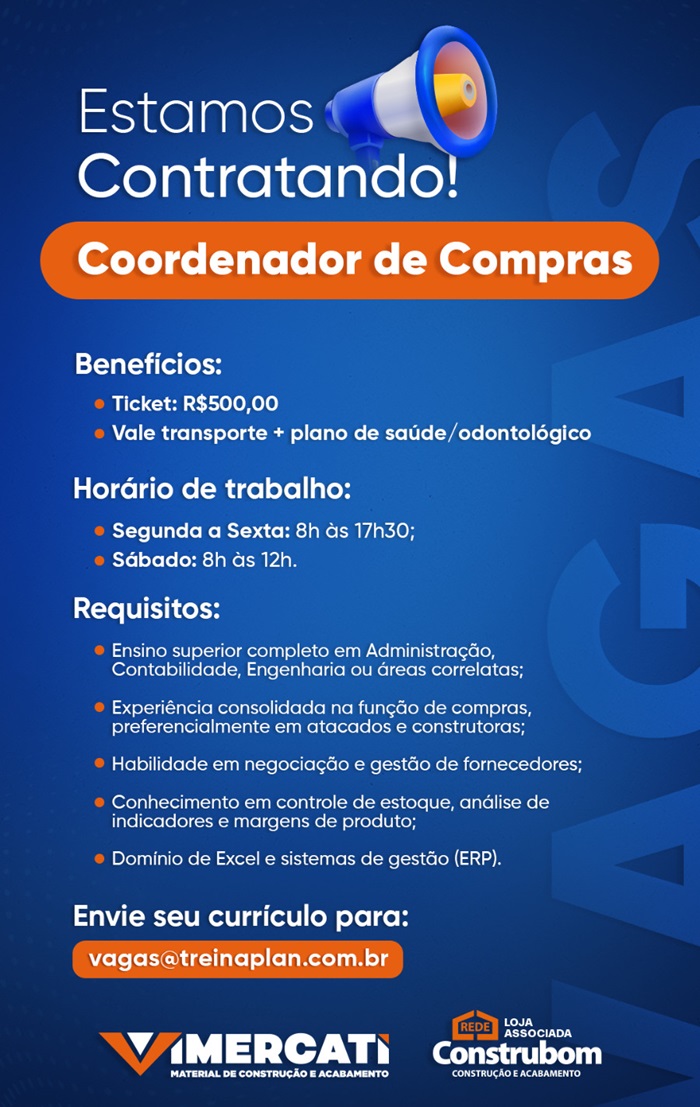 Vaga para Coordenador de Compras