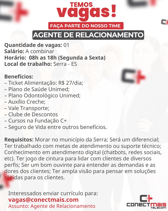 VAGA DE AGENTE DE RELACIONAMENTO