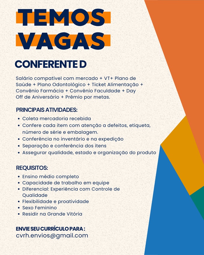 VAGA PARA CONFERENTE D