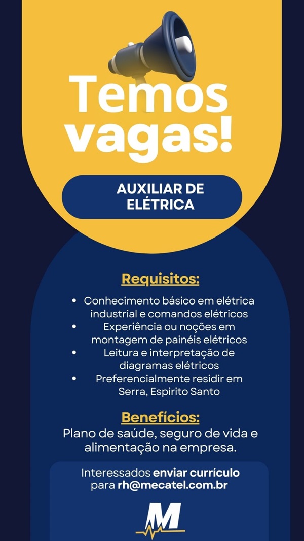 Vaga para Auxiliar de Elétrica