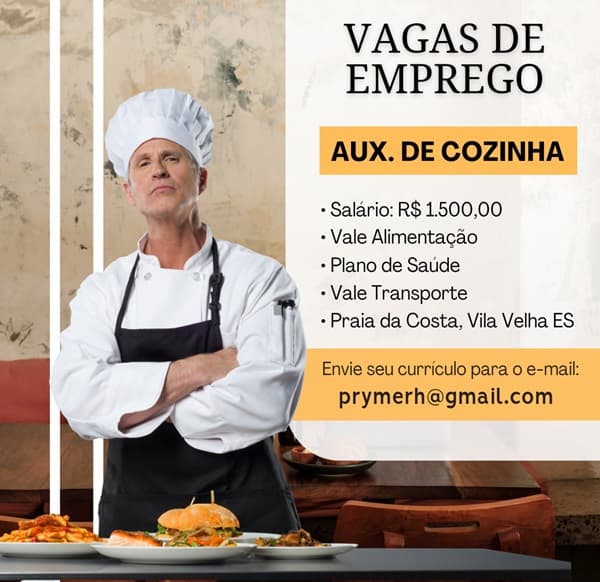 02 VAGAS DE AUXILIAR DE COZINHA