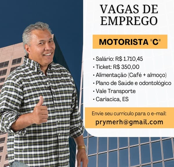 04 VAGAS DE MOTORISTA