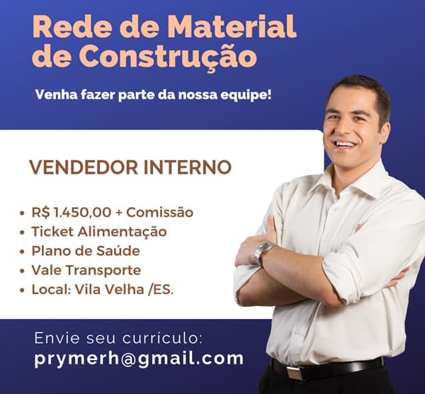 VAGA DE VENDEDOR INTERNO