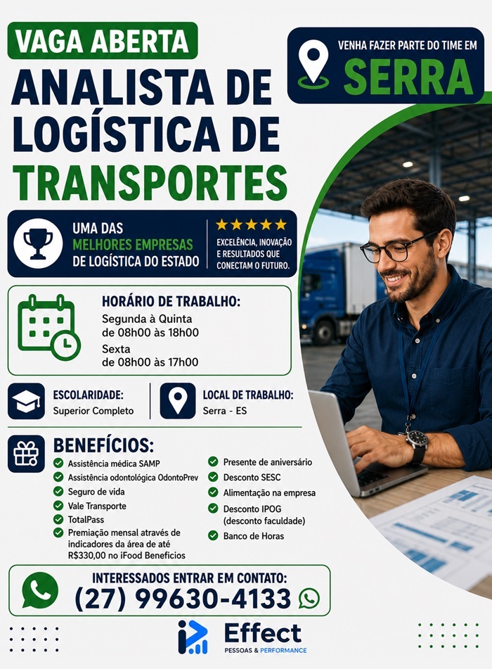 Vaga para Analista de Logística de Transportes