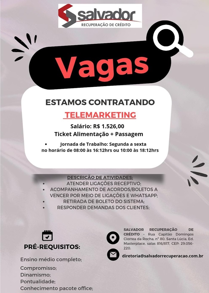 OPERADOR DE TELEMARKETING