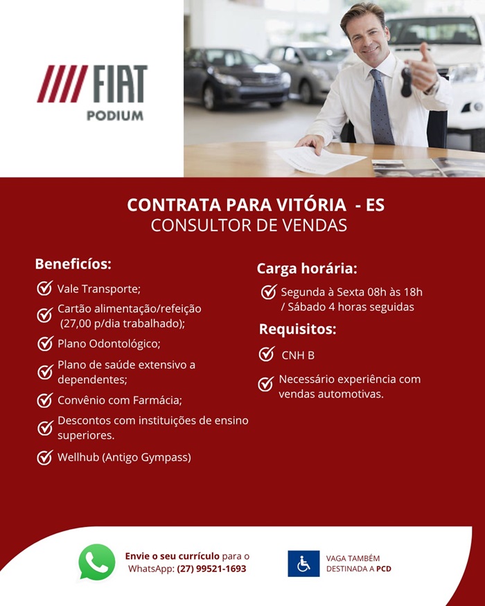 GRUPO PODIUM CONTRATA CONSULTOR DE VENDAS (VITÓRIA)