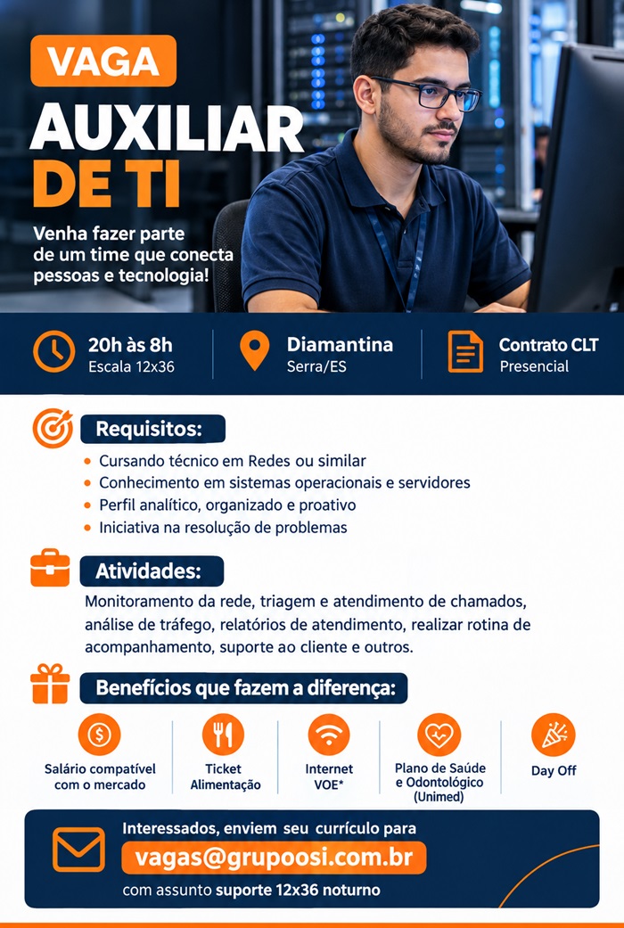 VAGA PARA AUXILIAR DE TI 
