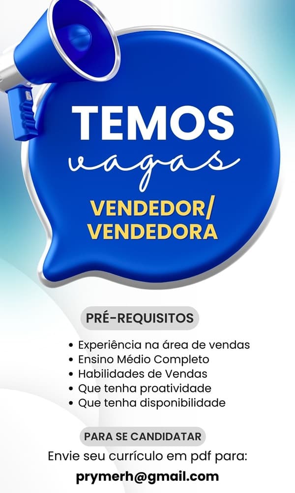 04 VAGAS - VENDEDOR INTERNO