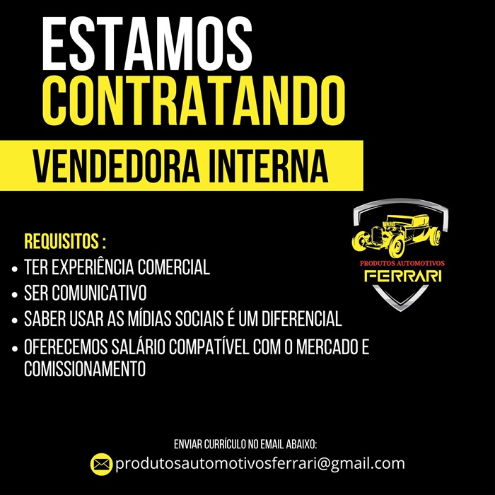 VAGA DE VENDEDORA INTERNA