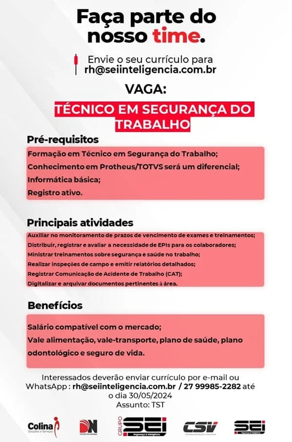 TÉCNICO EM SEGURANÇA DO TRABALHO