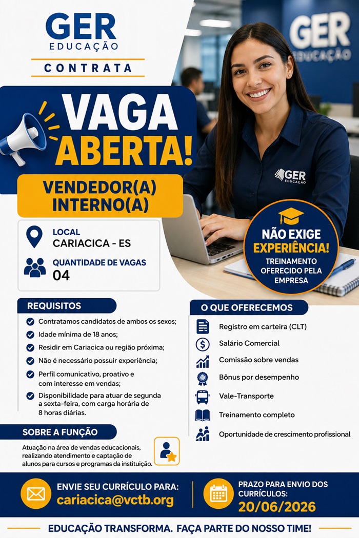 Vaga para Vendedor(a) Interno(a)