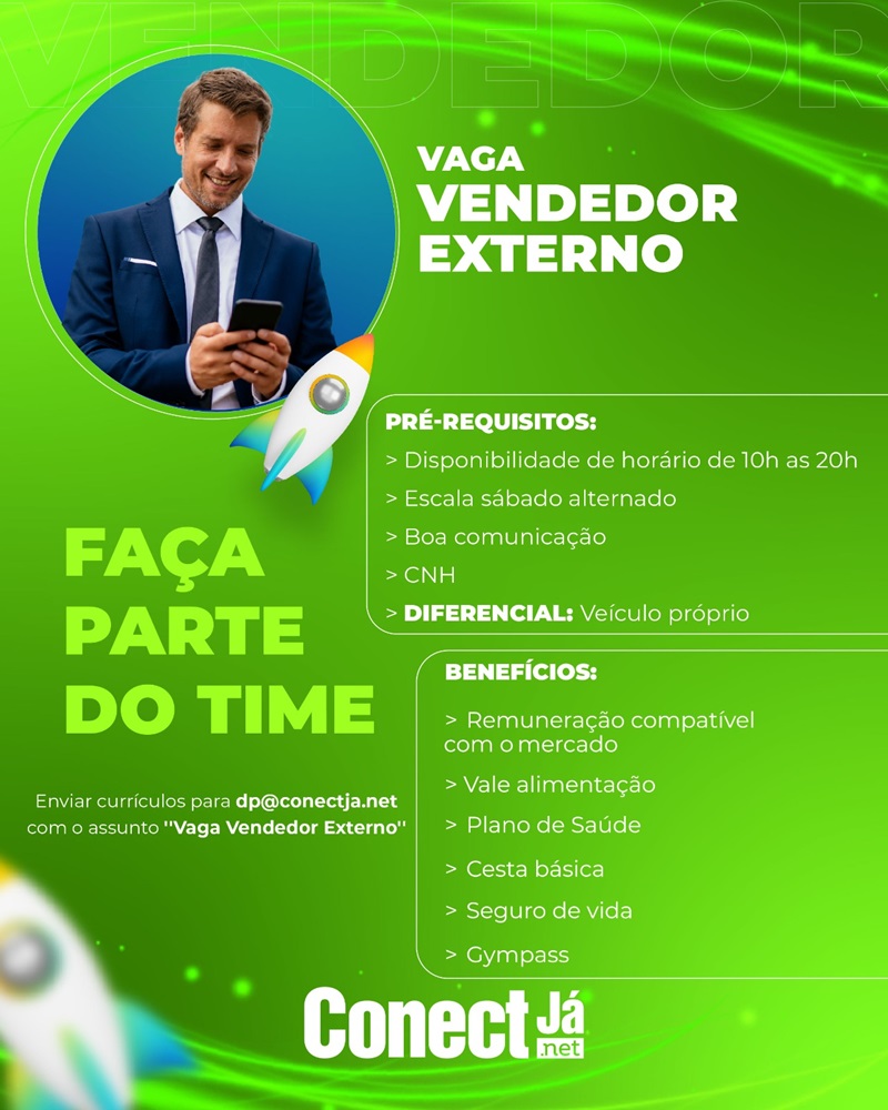 GRUPO CONECTJÁ CONTRATA VENDEDOR EXTERNO