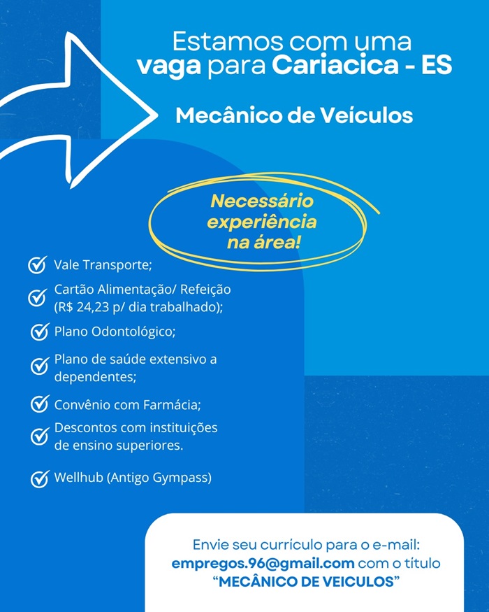 Vaga para Mecânico de Veículos