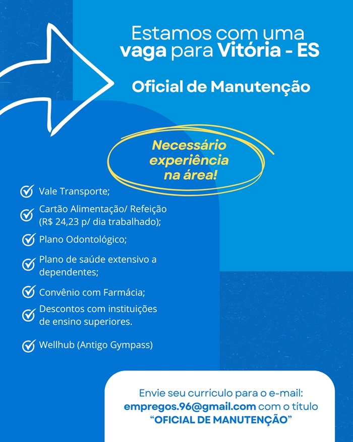Vaga para Oficial de Manutenção