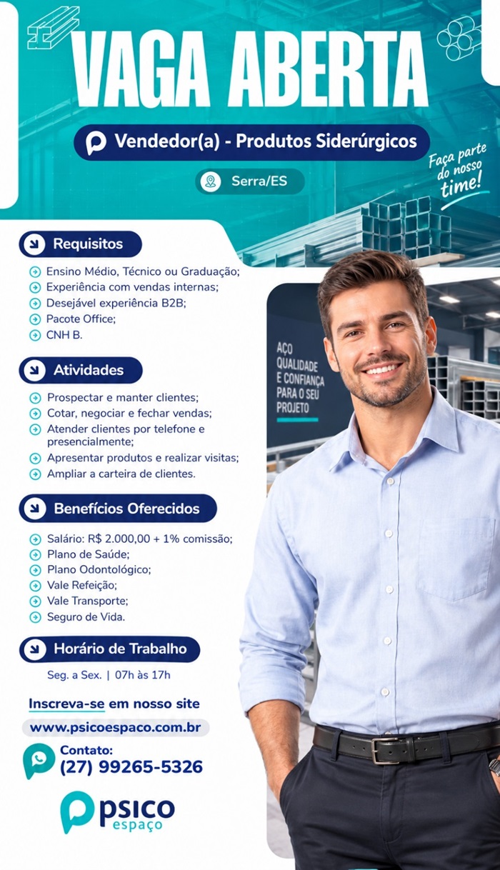Vendedor(a) - Produtos Siderúrgicos