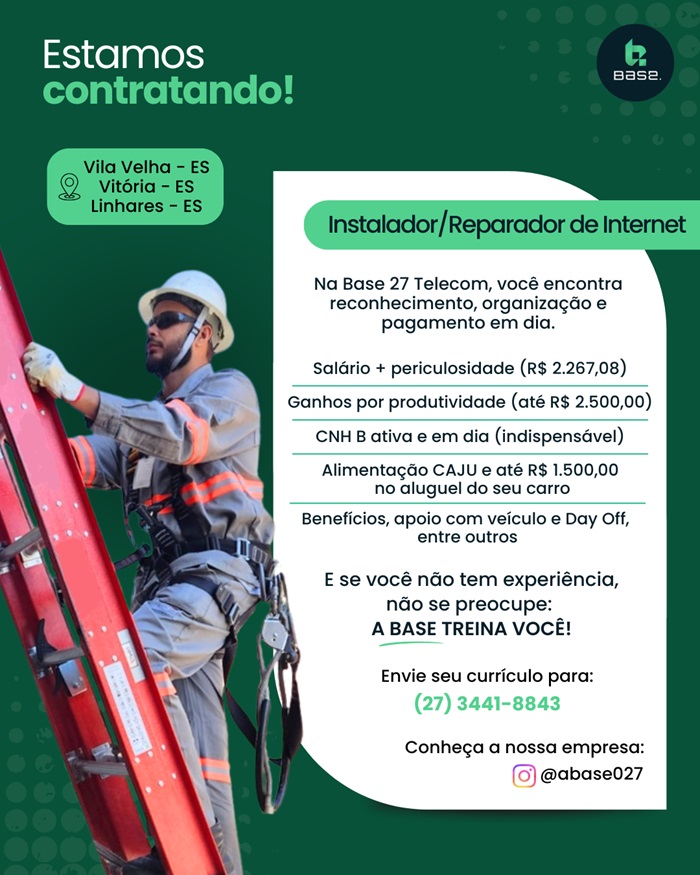 Vaga para Instalador/Reparador de Internet