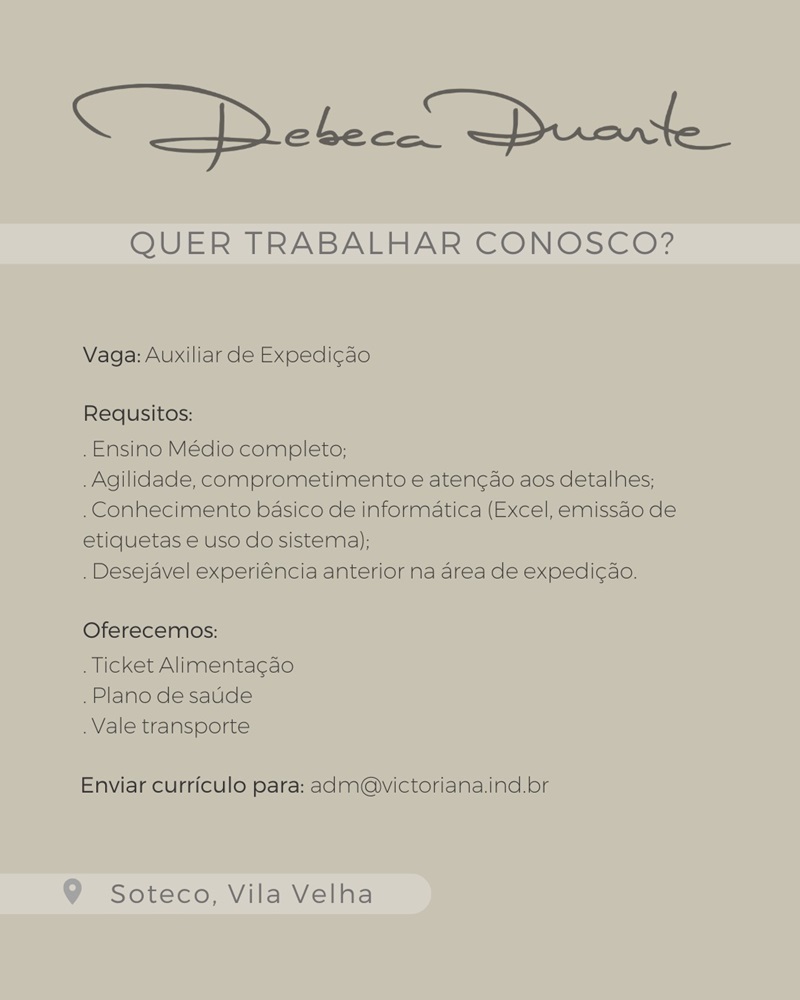 Vaga para Auxiliar de Expedição
