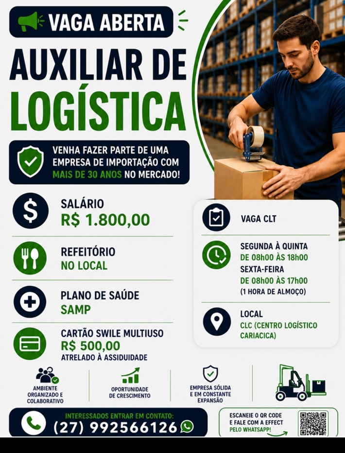 Vaga para Auxiliar de Logística
