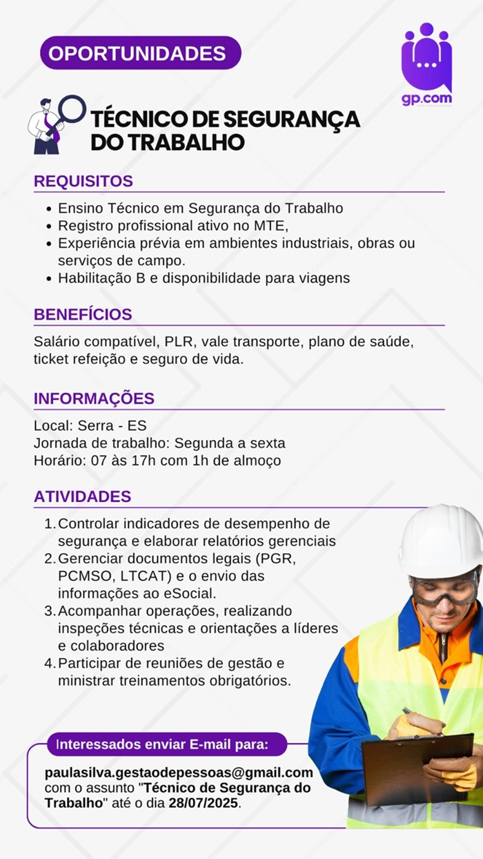 TÉCNICO EM SEGURANÇA DO TRABALHO