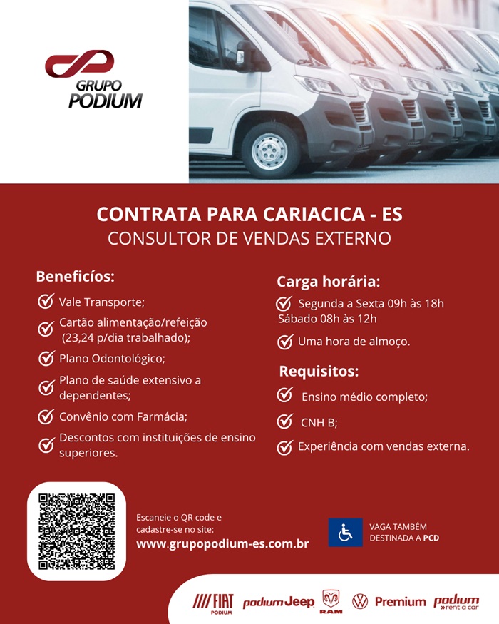  GRUPO PODIUM CONTRATA CONSULTOR DE VENDAS EXTERNO