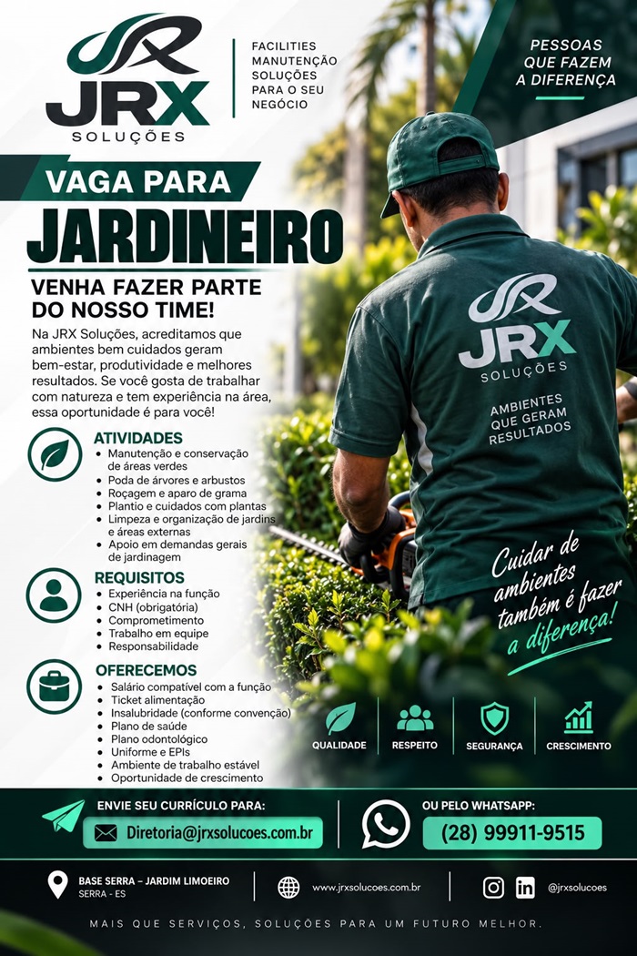 VAGA PARA JARDINEIRO
