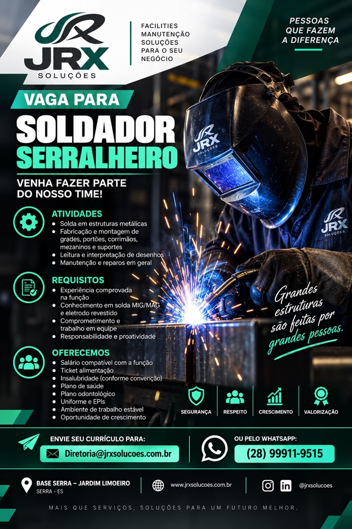 Vaga para Soldador / Serralheiro