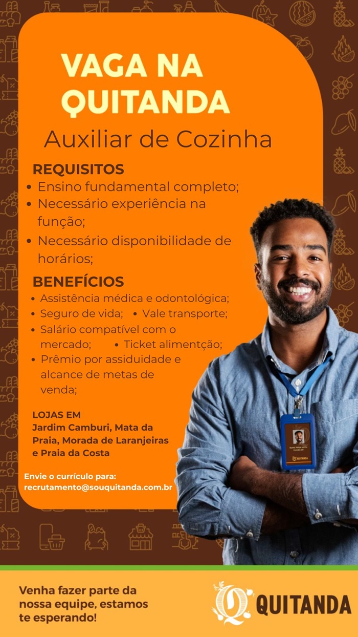 Quitanda contrata Auxiliar de Cozinha