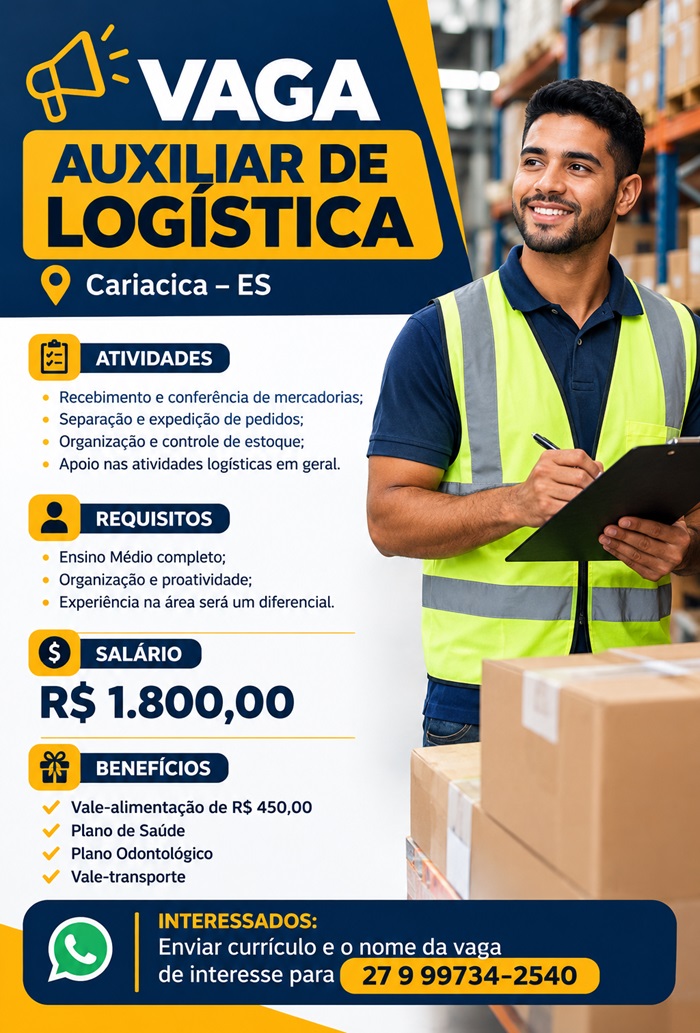 VAGA DE AUXILIAR DE LOGÍSTICA 