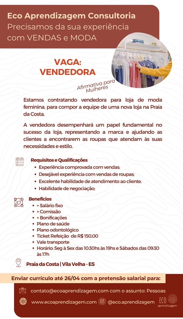 VAGA PARA VENDEDORA