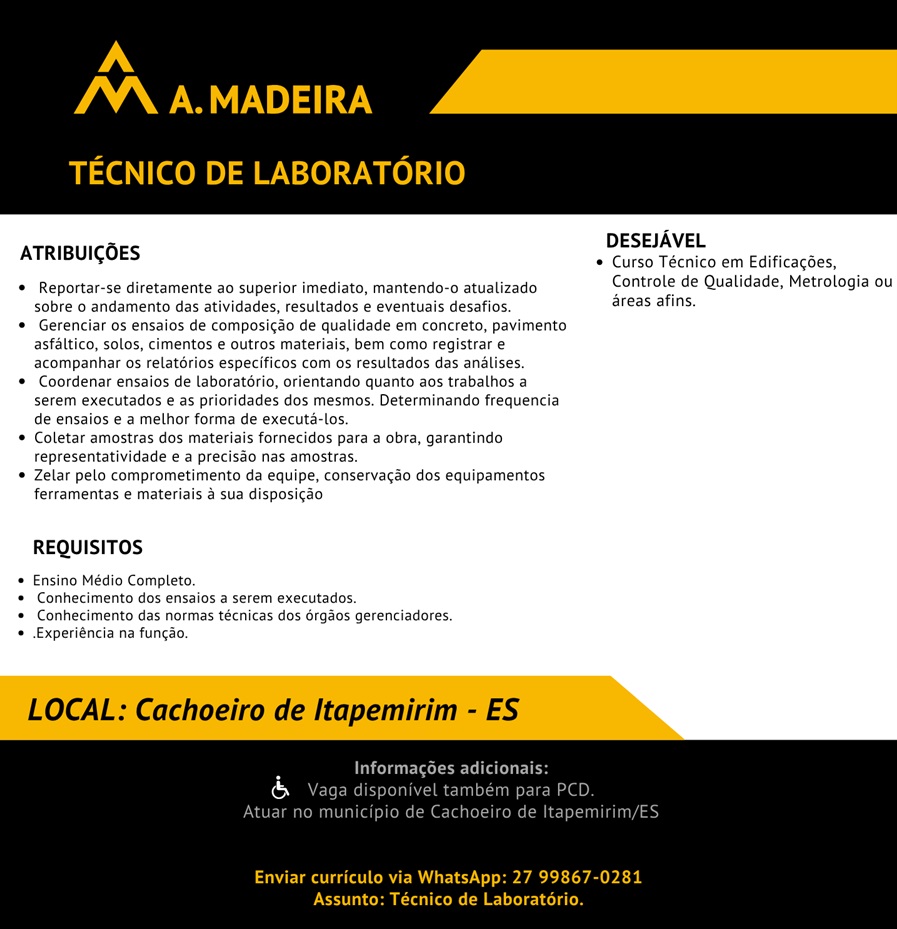 Grupo A. Madeira contrata Técnico de Laboratório