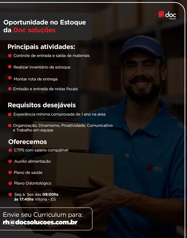 Doc Soluções abre oportunidade no Estoque