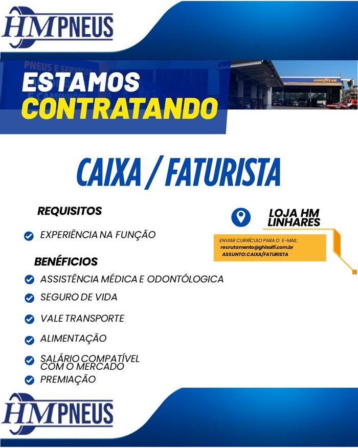 VAGA PARA CAIXA/FATURISTA