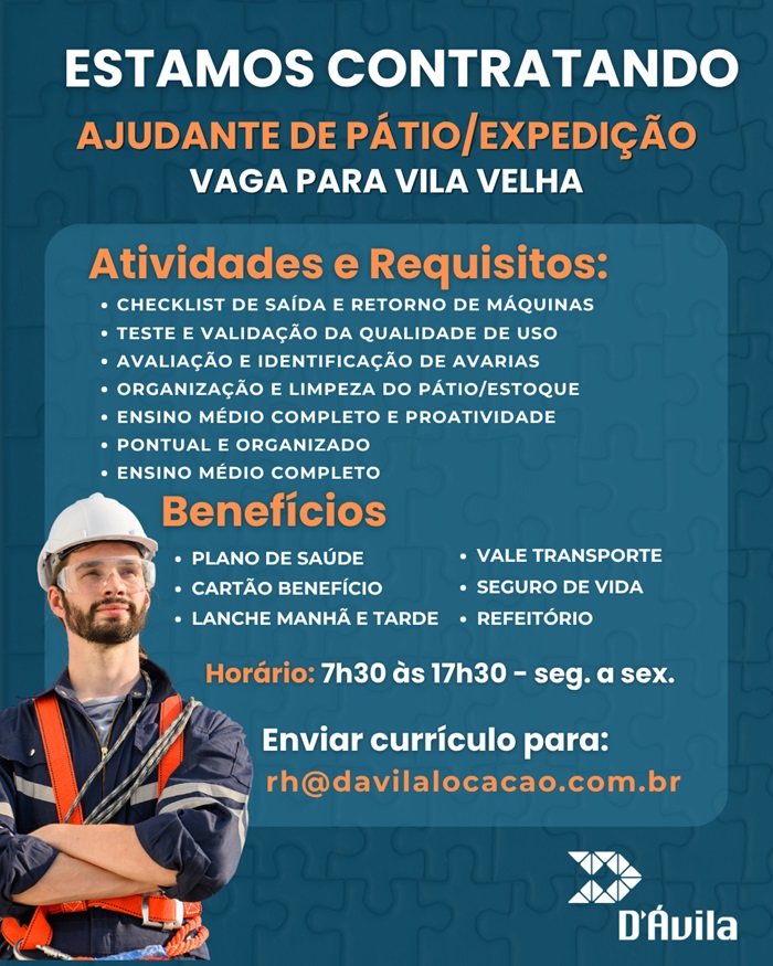 Vaga para Ajudante de Pátio / Expedição
