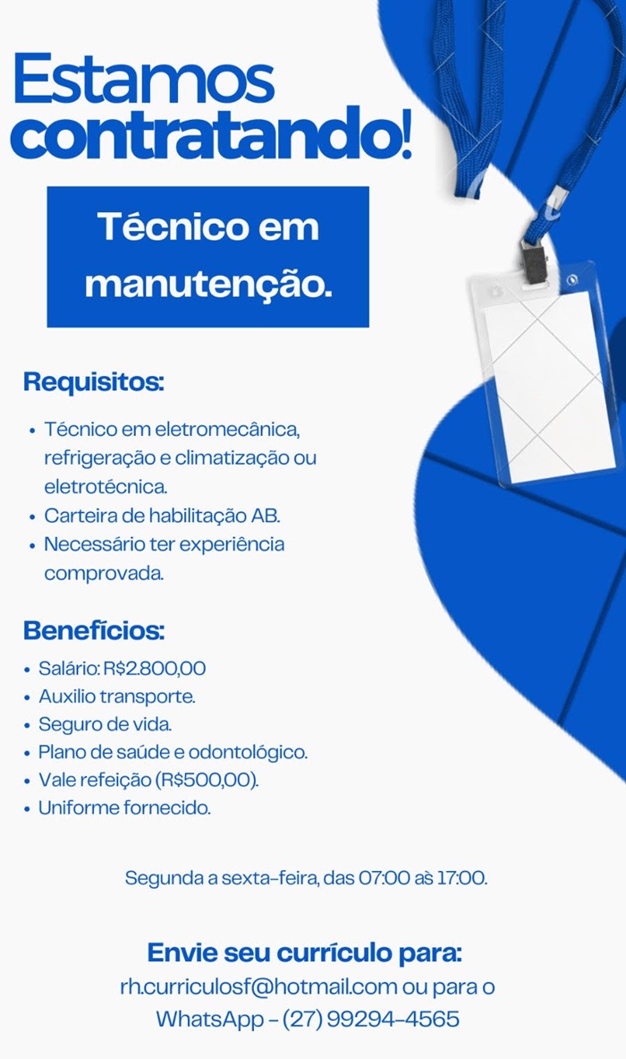 Vaga para Técnico em Manutenção
