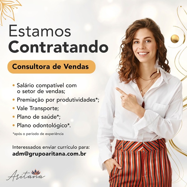 VAGAS DE CONSULTORA DE VENDAS