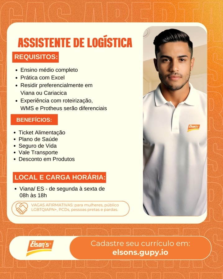 Elson’s contrata Assistente Logística – Viana