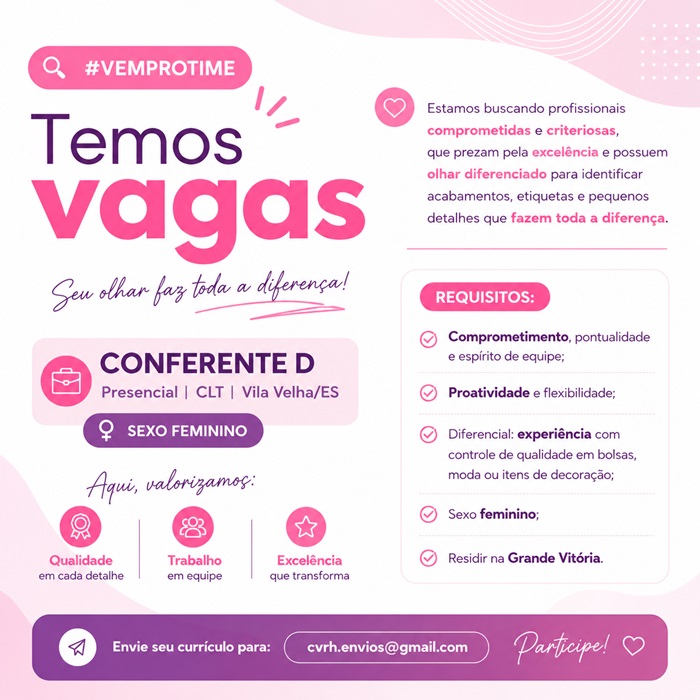 VAGA PARA CONFERENTE D