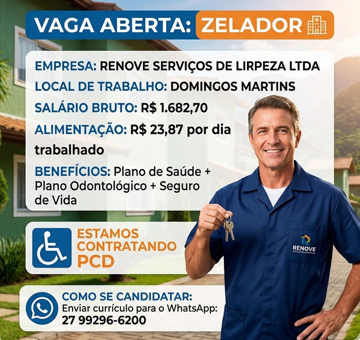 RENOVE SERVIÇOS DE LIMPEZA ABRE VAGAS DE EMPREGO