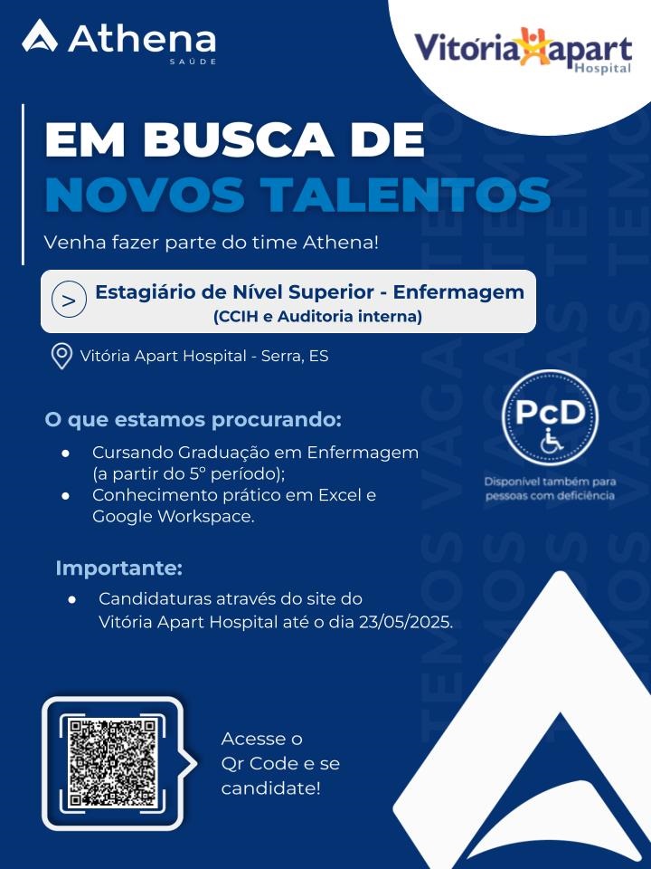 Vitória Apart Hospital contrata Estagiário de Nível Superior - Enfermagem
