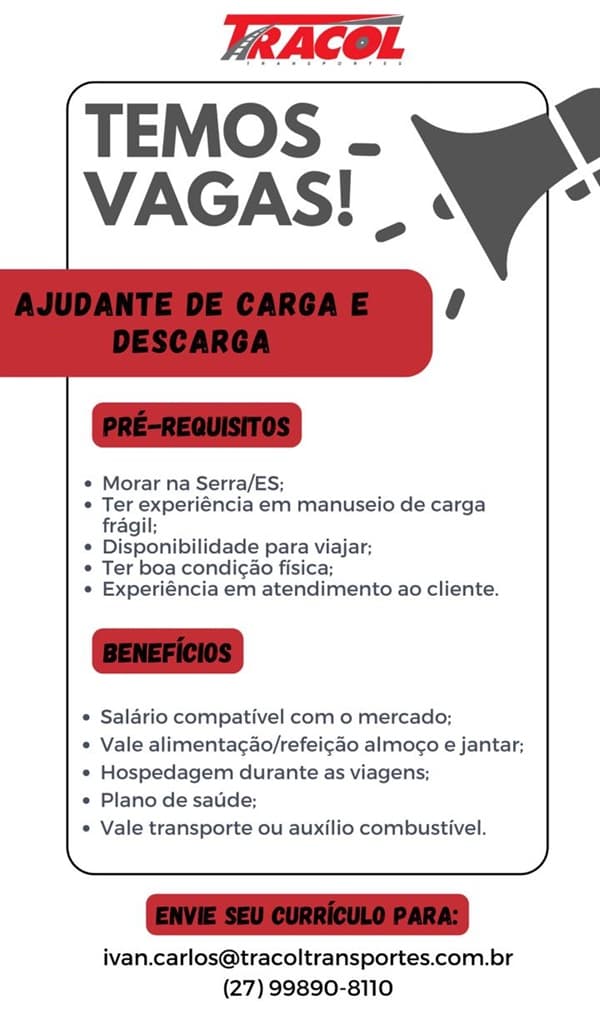 AJUDANTE DE CARGA E DESCARGA