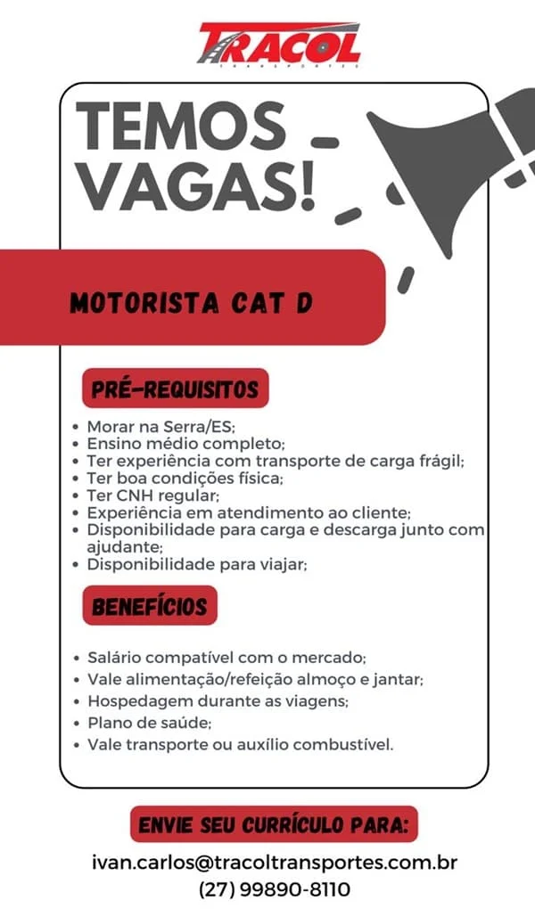 MOTORISTA CATEGORIA "D"