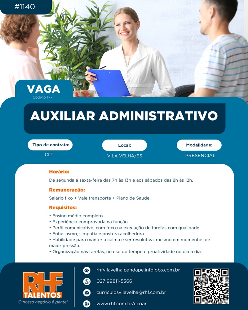 Vaga para Auxiliar Administrativo