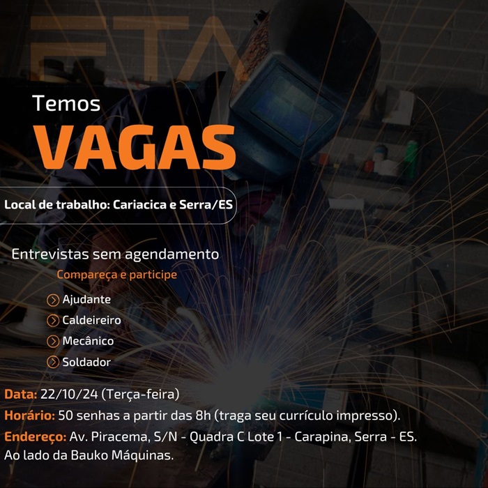 Processo Seletivo Sem Agendamento! 