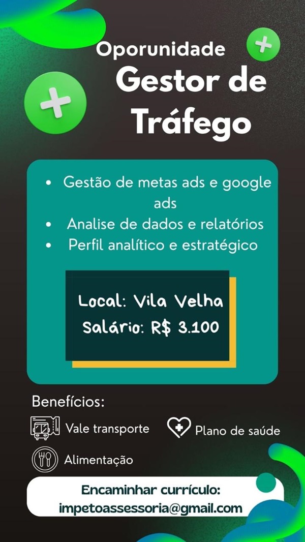 Vaga para Gestor de Tráfego