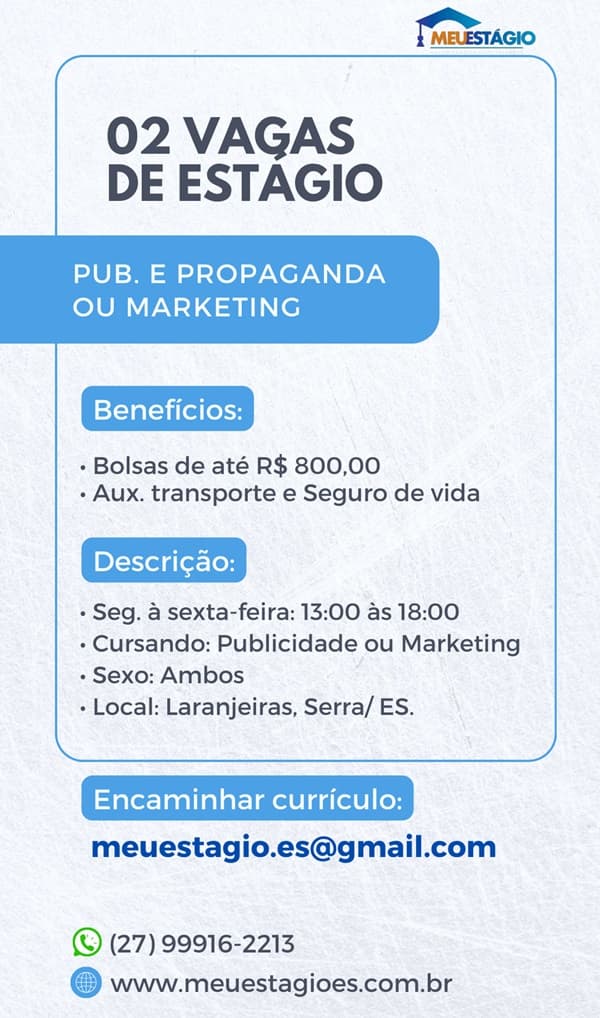 ESTÁGIO EM PUBLICIDADE E PROPAGANDA OU MARKETING